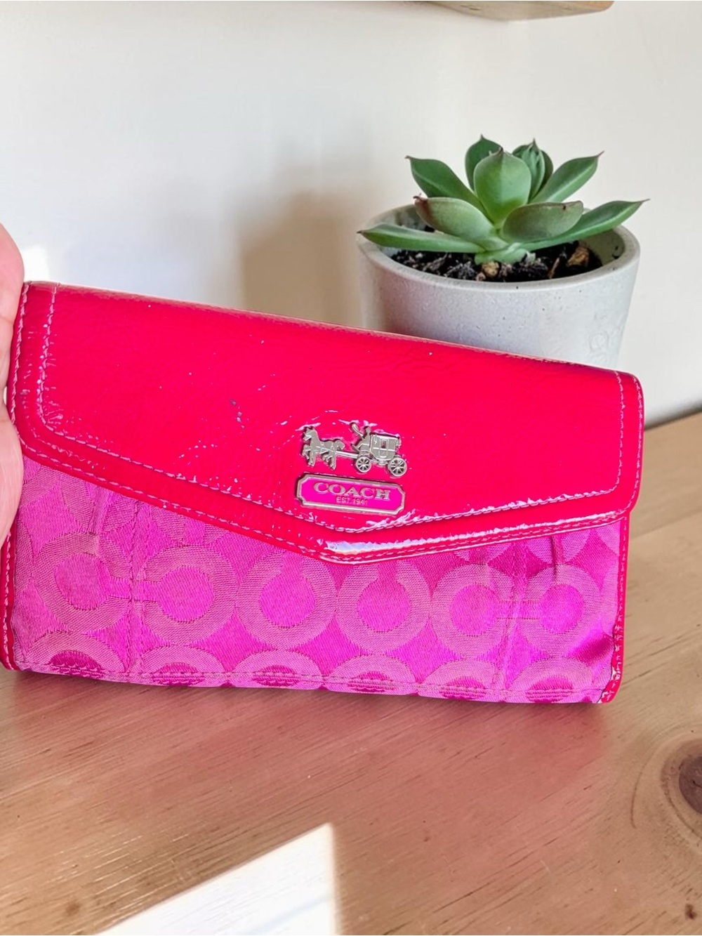 Vintage Coach Madison OP Art Signature Pleated Envelope Flap Wallet
